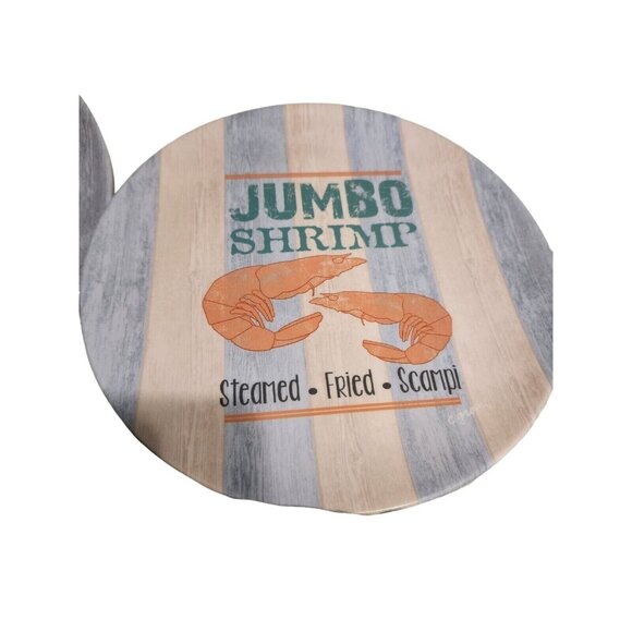 Beach Shrimp Plates Set of 2 Round Melamine Decor Dinner  10'' Beach Coastal - Picture 2 of 3